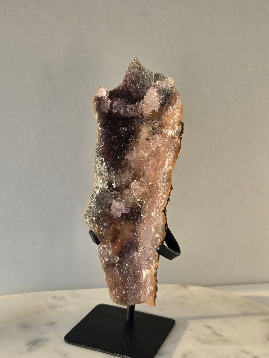 Zeolite Amethyst Flower on Black Stand