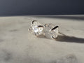 Natural raw Clear Quartz crystal stud earrings in a four-claw silver-plated setting, Raw Luxe Collection