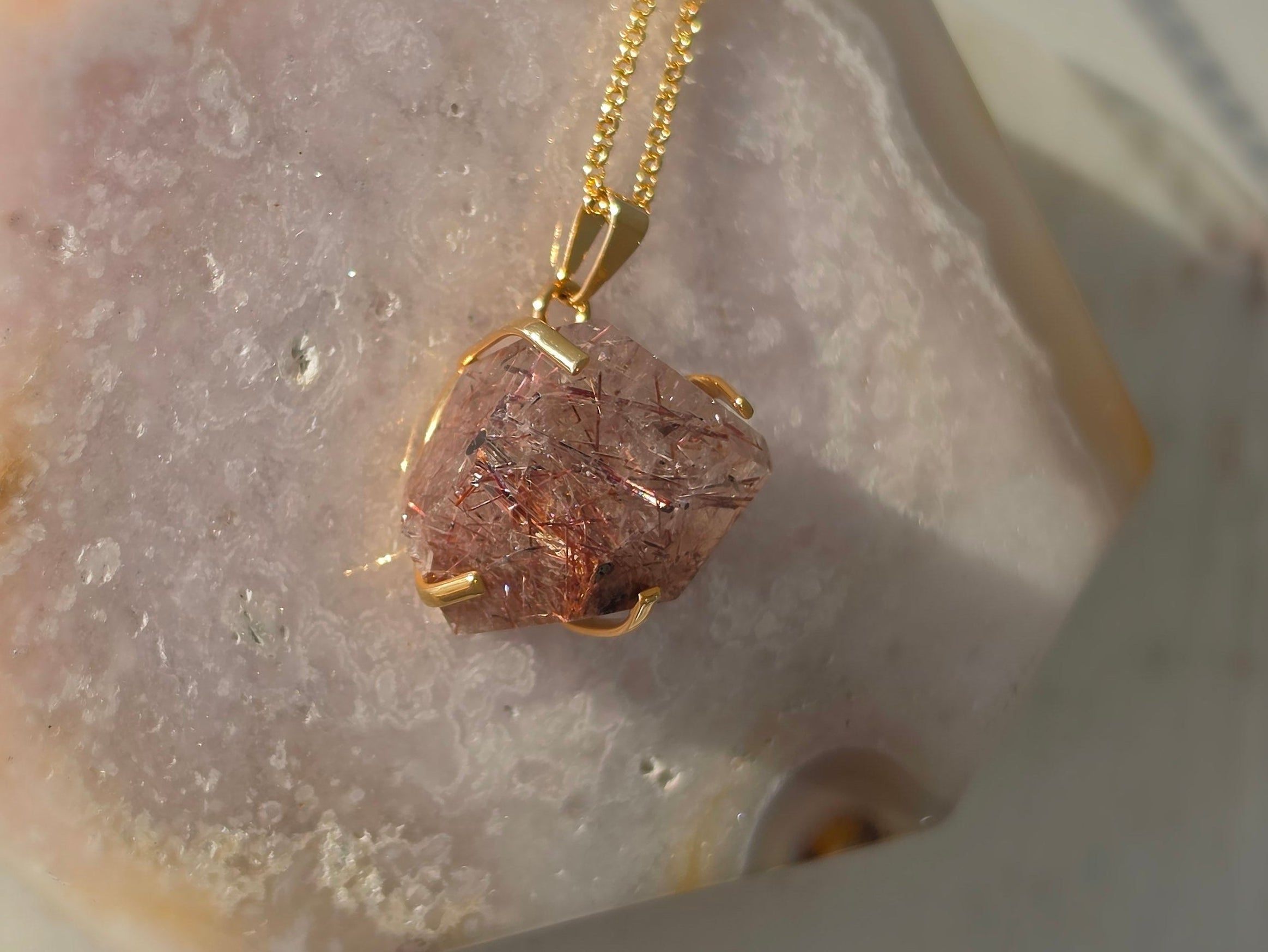 Rutilated Quartz Pendants | Gold
