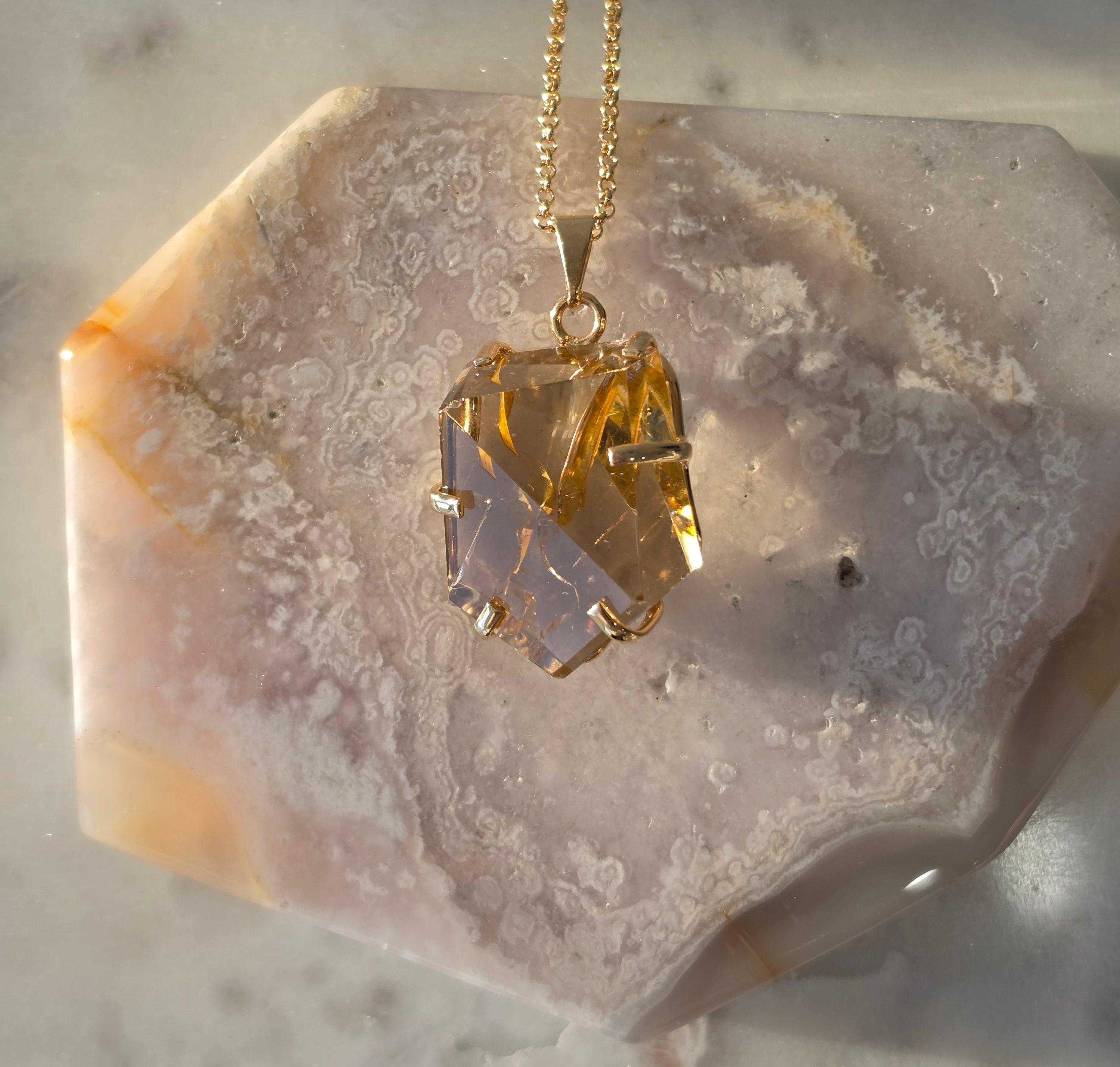 Rutilated Quartz Pendant | Gold