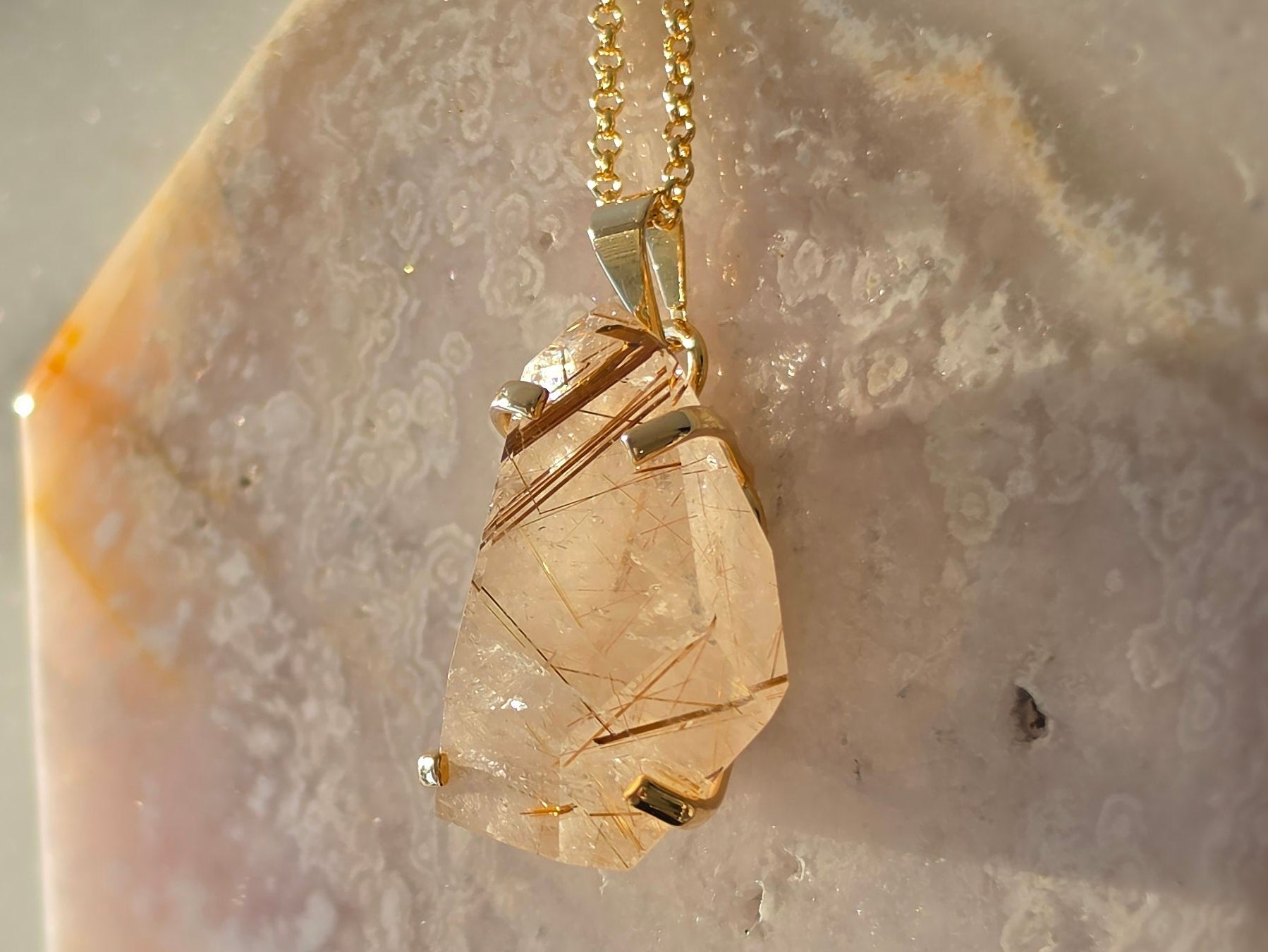Rutilated Quartz Pendants | Gold