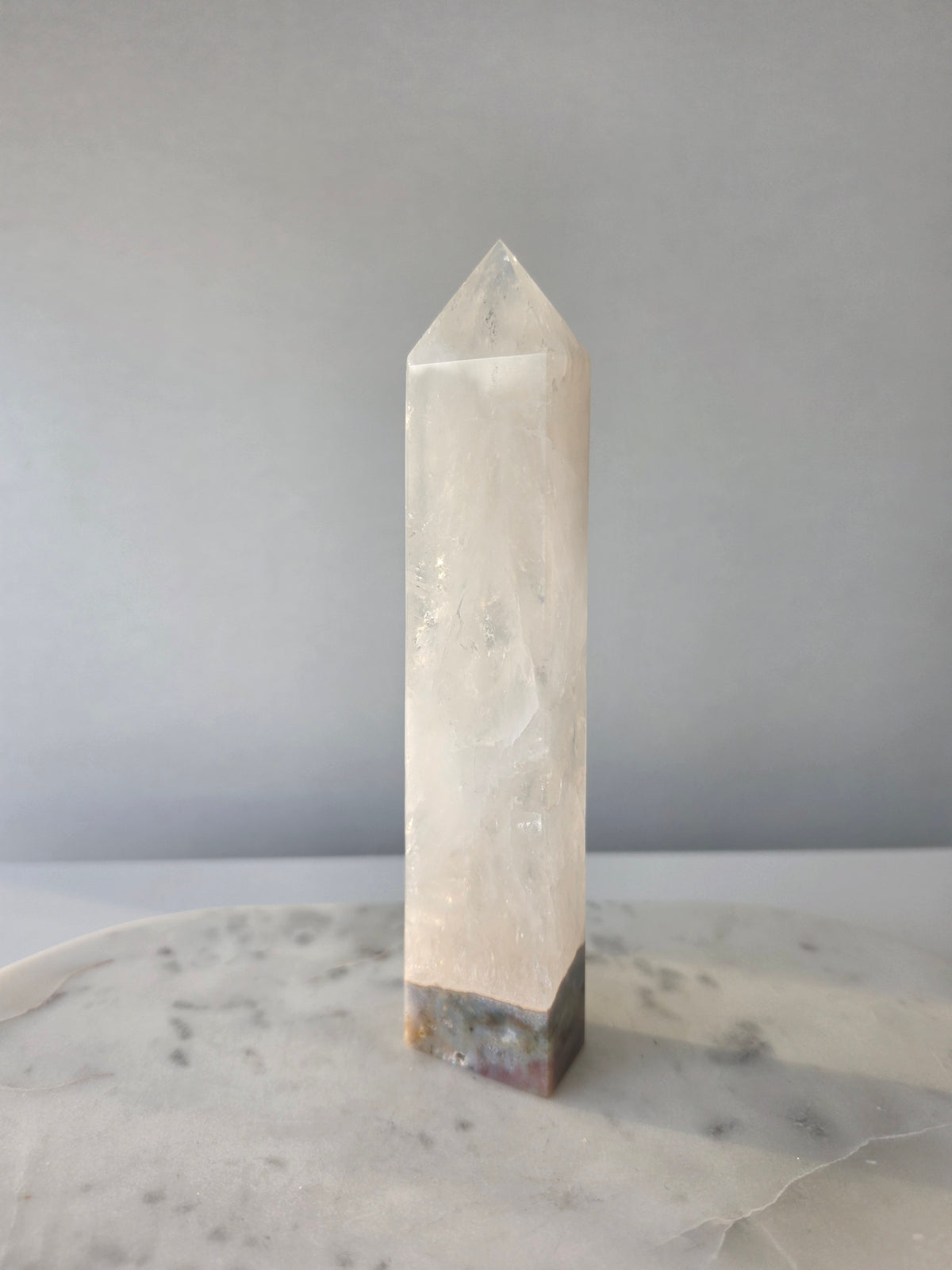 Ocean Jasper and Clear Quartz tower with colourful rainbow inclusions and blue green natural patterns