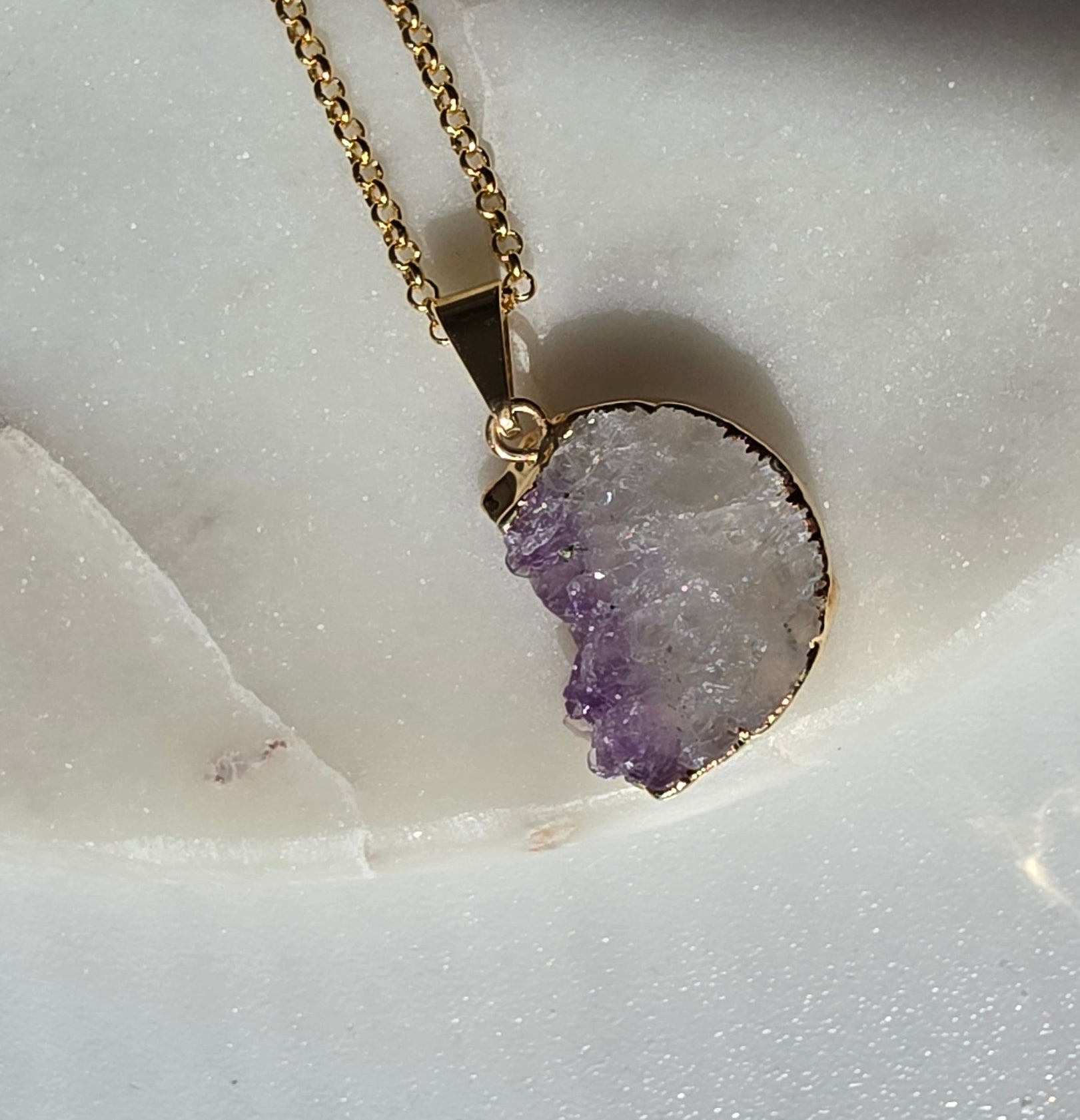 Amethyst Slice Moon Pendant | 9