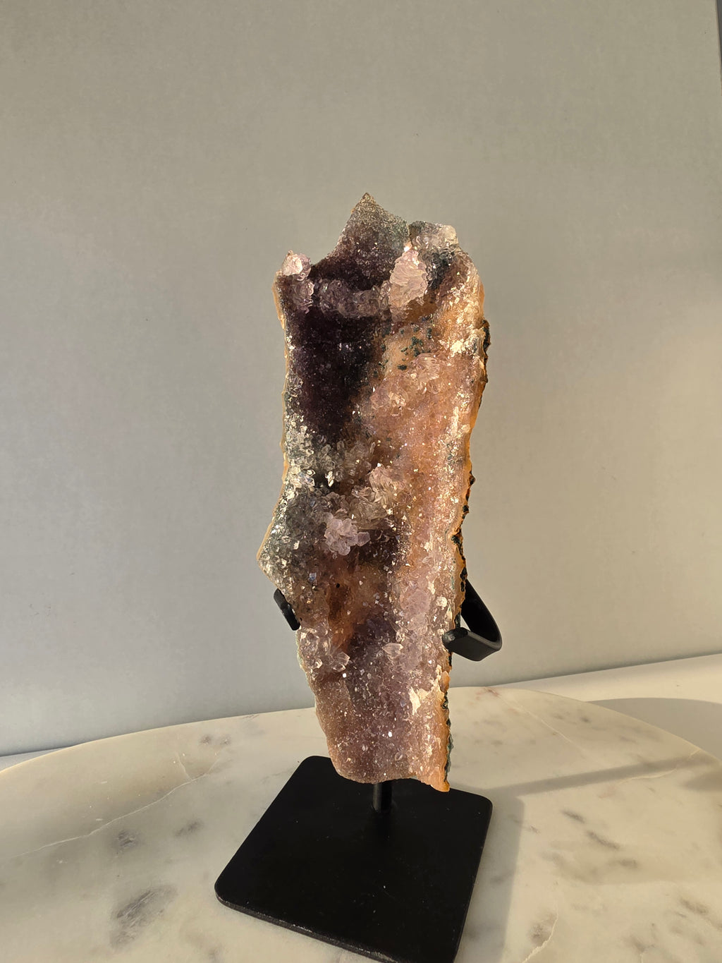 Zeolite Amethyst Flower on Black Stand