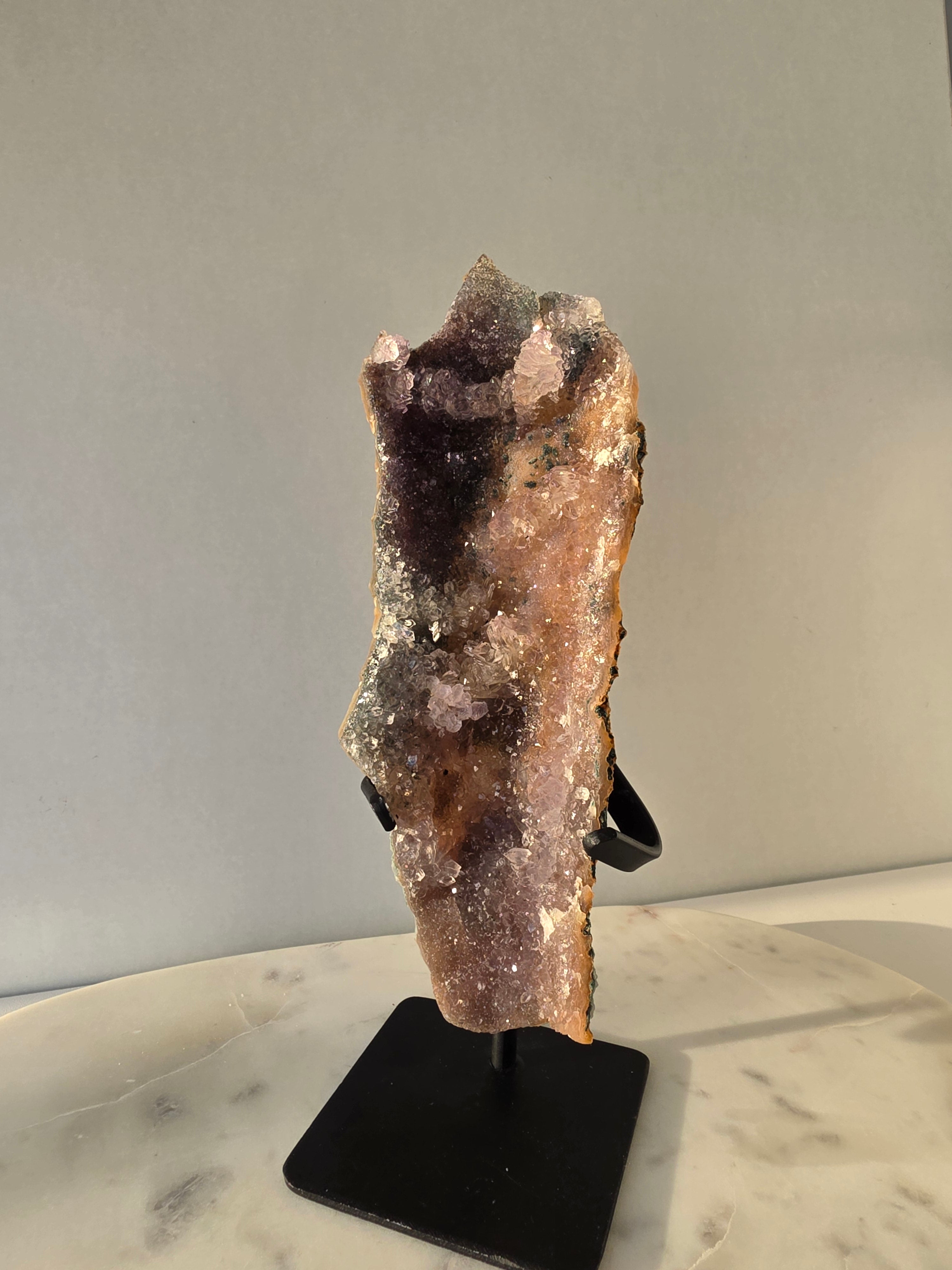 Zeolite Amethyst Flower on Black Stand