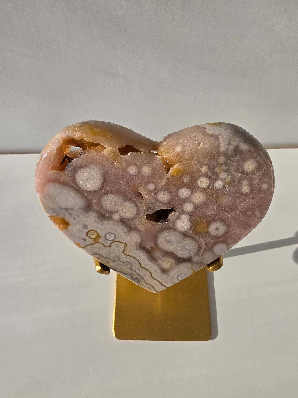 Luxury Brazilian Zeolite Amethyst Flower on matte gold stand with sparkling lavender druzy Amethyst crystals, premium natural statement crystal for elegant home décor by Stone & Bloom.