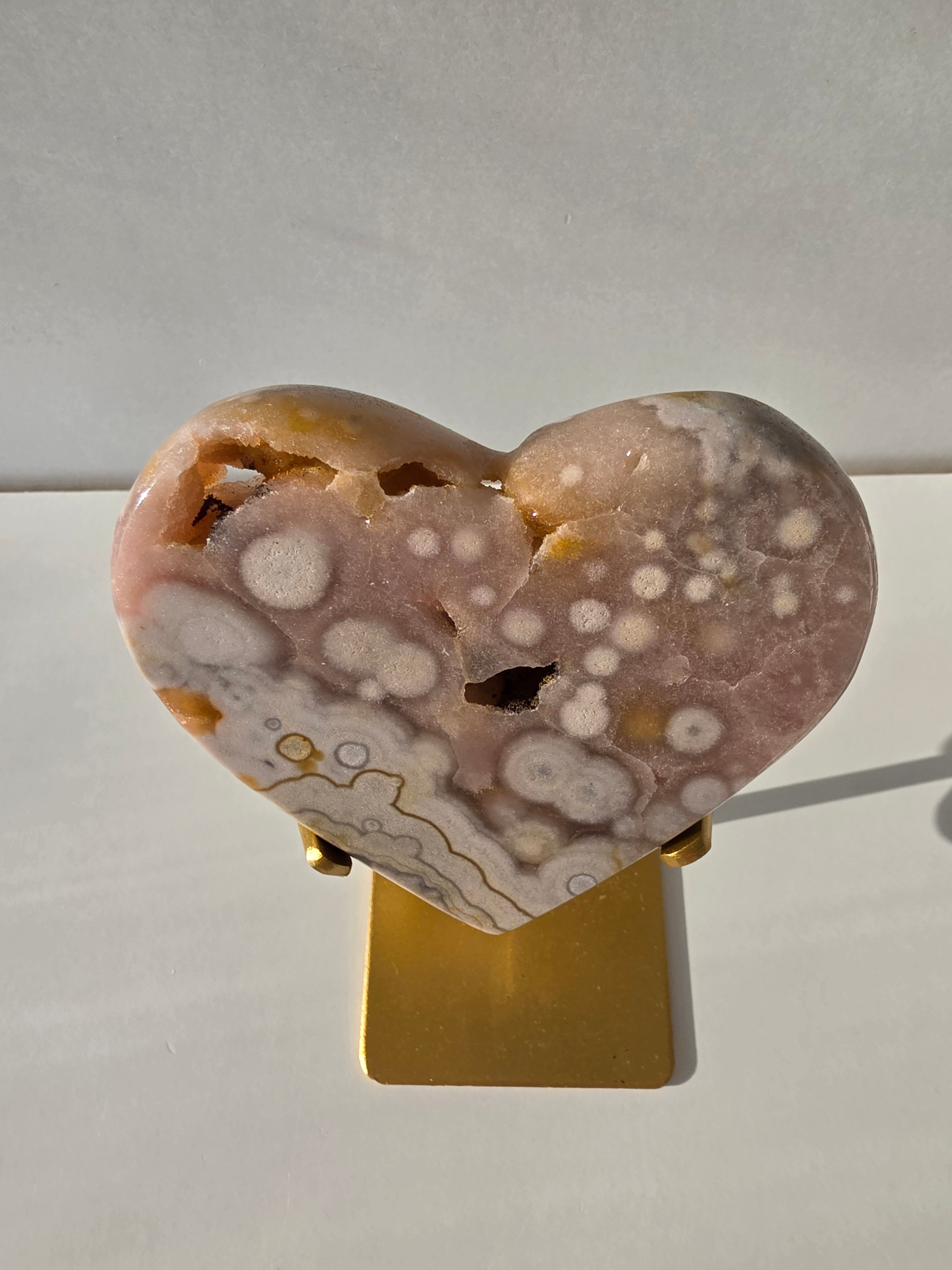 Luxury Brazilian Zeolite Amethyst Flower on matte gold stand with sparkling lavender druzy Amethyst crystals, premium natural statement crystal for elegant home décor by Stone & Bloom.
