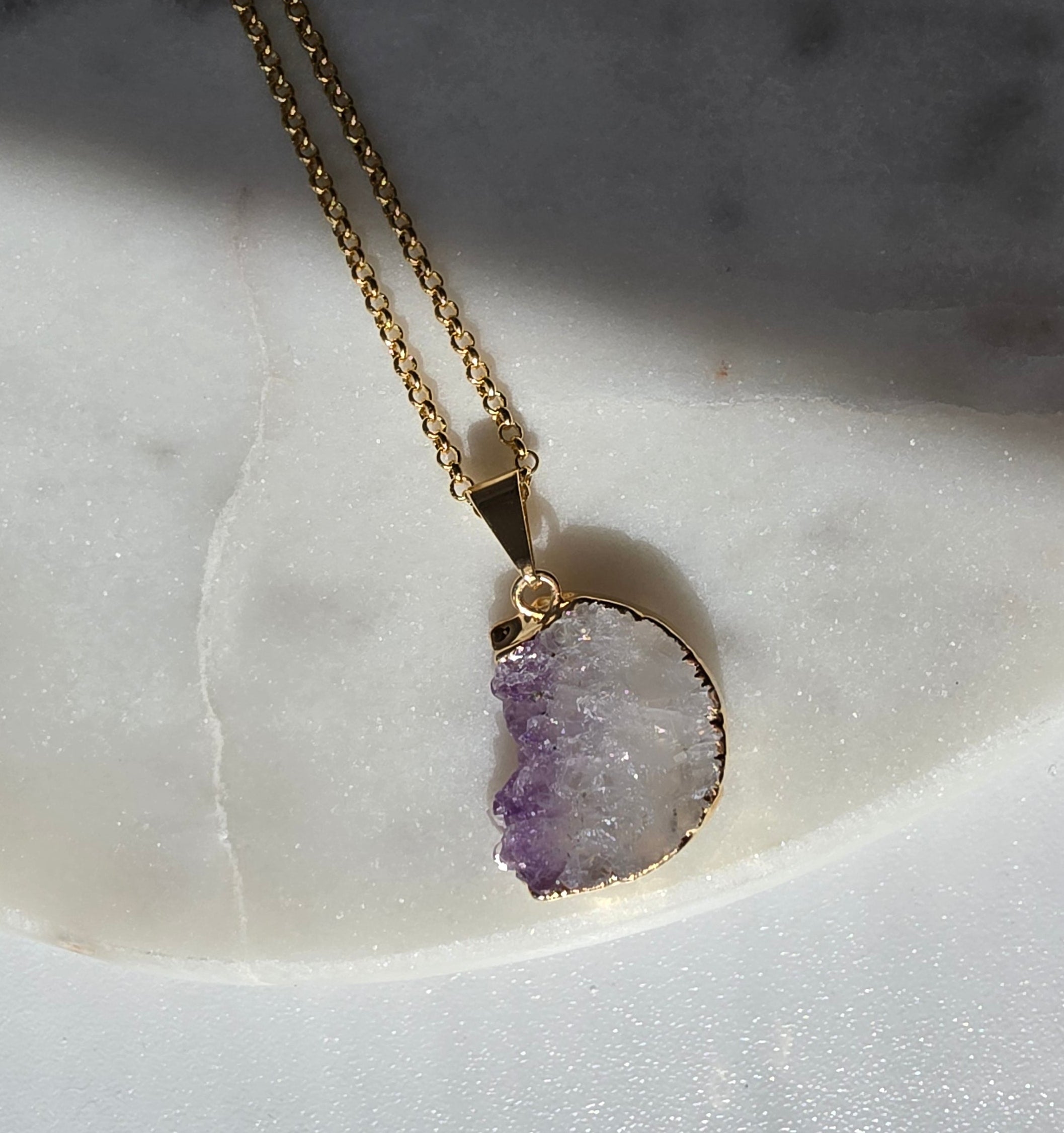 Amethyst Slice Moon Pendant | 9