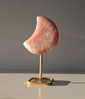 Pink Amethyst Moon on Gold Stand